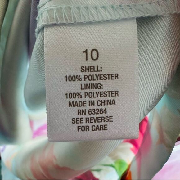 Carmen Marc Valvo Luxe Floral Satin Pleated Easter Dress Retro 50s Style Medium - Picture 4 of 6